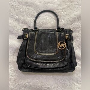 Michael Kors Black Shoulder Bag with Gold Accents